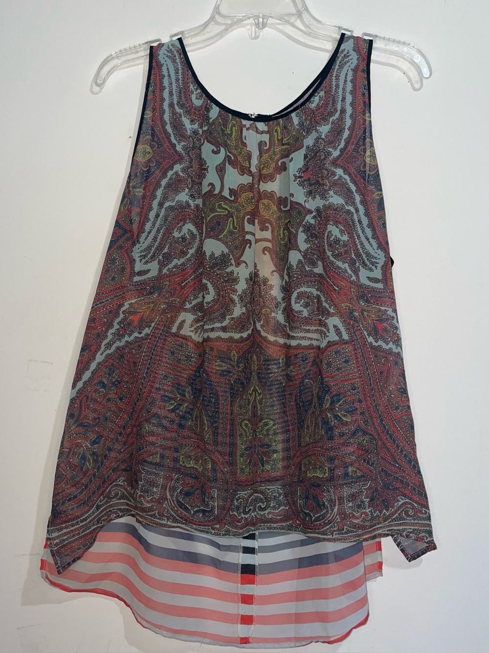 Dream Daily Multi Pattern L Button Back Multicolor Tank Top Fun Adventurous